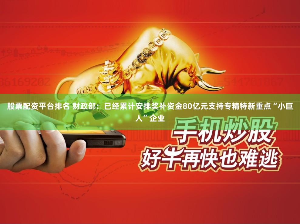 股票配资平台排名 财政部：已经累计安排奖补资金80亿元支持专精特新重点“小巨人”企业